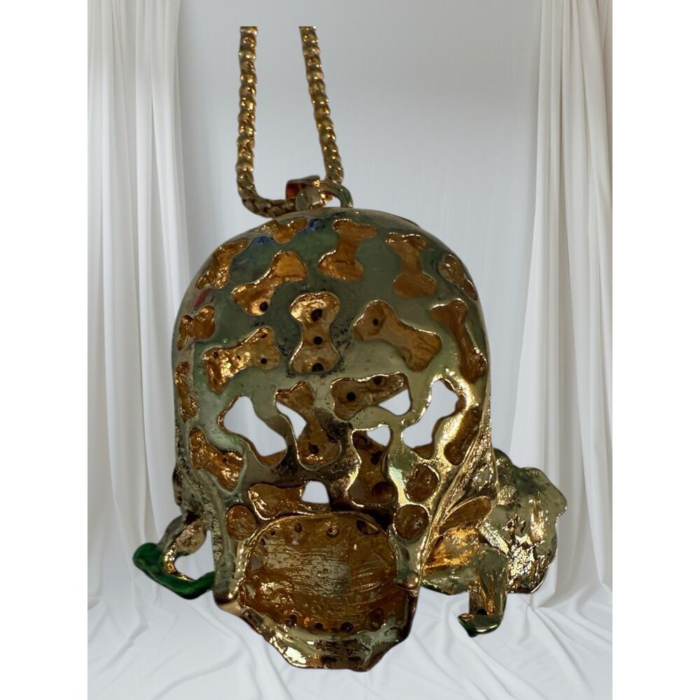 Betsey Johnson Multicolor Skull Pendant Gold Chain - Picture 2 of 6